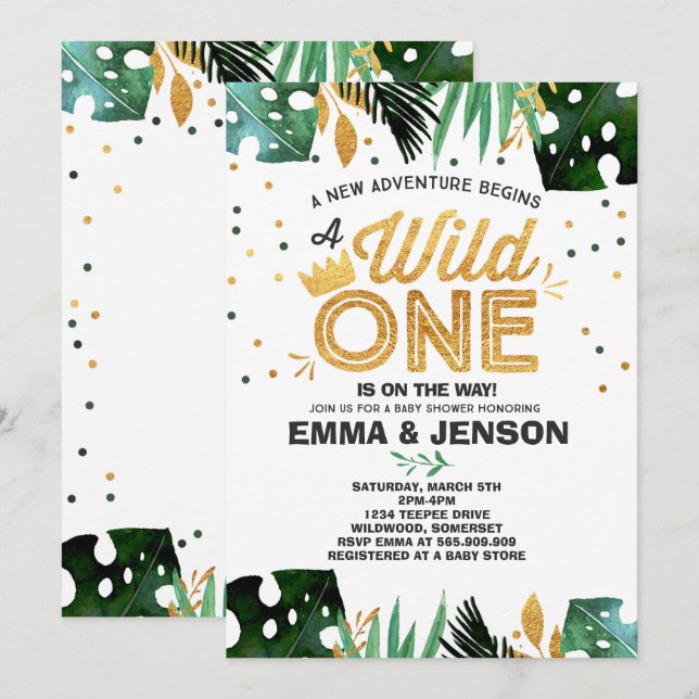 Wild One Baby Shower Einladung Erlebnisdusche (Vorne/Hinten)