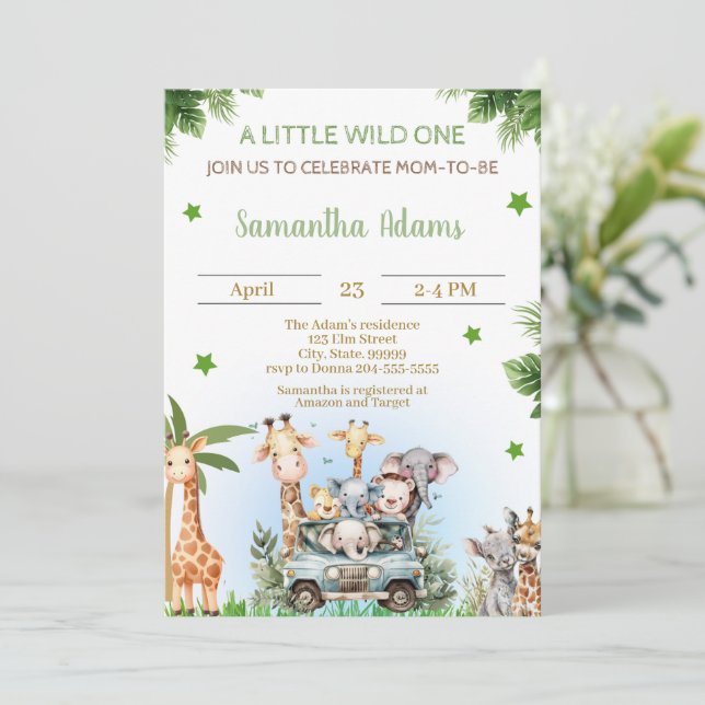 Wild One Baby Shower für Jung Einladung (Stehend Vorderseite)