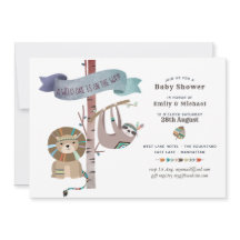 Wild One Baby Shower Tribal Sloth TeePee