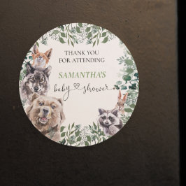 Wild One Baby Shower Woodland Vielen Dank Runder Aufkleber