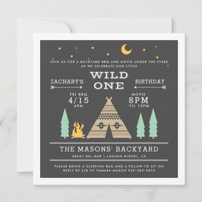 Wild One | Backyard GRILLEN & Film Geburtstag Einladung (Vorderseite)