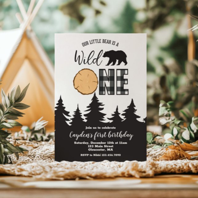 Wild One Bar Black Buffalo Kariert erster Geburtst Einladung (Von Creator hochgeladen)