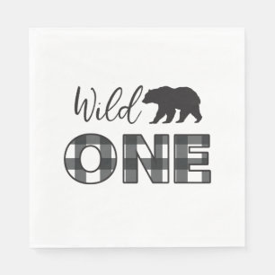 Wild One Bar Black Buffalo Kariert erster Geburtst Serviette