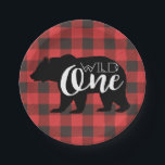 Wild-One-Bären | Flannel Erster Geburtstag Pappteller<br><div class="desc">Durch neu definierte Designs</div>