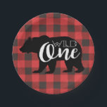 Wild-One-Bären | Flannel Erster Geburtstag Pappteller<br><div class="desc">Durch neu definierte Designs</div>