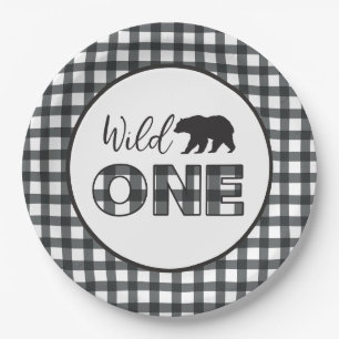 Wild One Bear Buffalo Kariert erster Geburtstag Pappteller