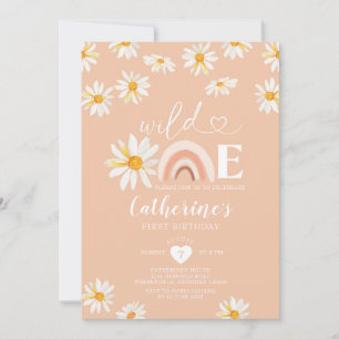Wild One Birthday Boho Rainbow Daisy Blume Einladung