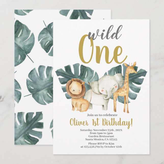 Wild One Birthday Boy Einladung (Vorne/Hinten)