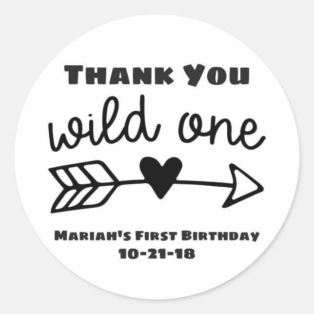 Wild One Birthday Danke, Stickers (Vorderseite)