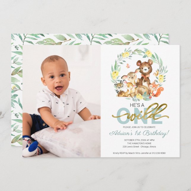 Wild One Birthday Invitations Avec Photo (Devant / Derrière)