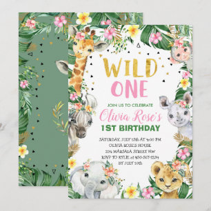 Wild One Birthday Jungle Safari Einladung