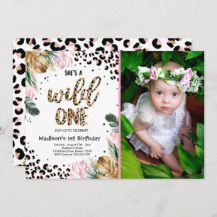 Wild One Birthday Leopard Print Wild Jungle Party Einladung