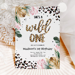 Wild One Birthday Leopard Print Wild Jungle Party Einladung