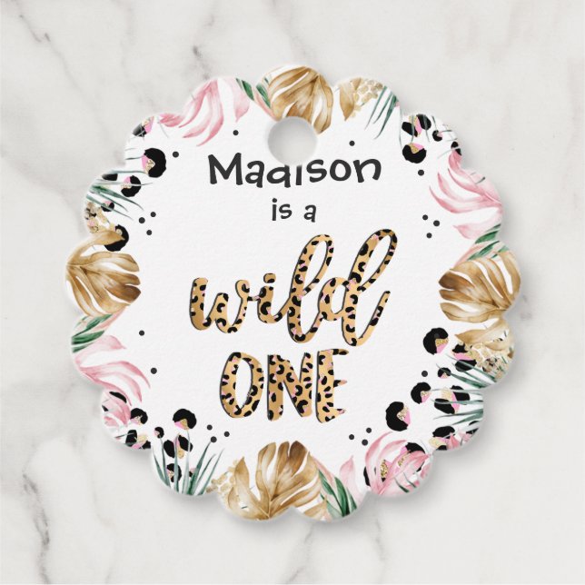 Wild One Birthday Leopard Print Wild Jungle Party Geschenkanhänger (Vorderseite)
