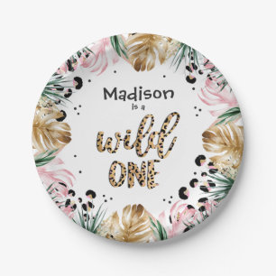 Wild One Birthday Leopard Print Wild Jungle Party Pappteller