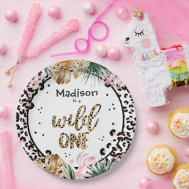 Wild One Birthday Leopard Print Wild Jungle Party Pappteller