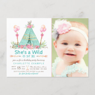 Wild One Birthday Party Teepee erster Geburtstag Einladung