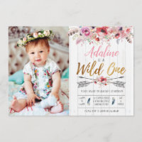 Wild One Boho Birthday Girls 1. Geburtstag einlade