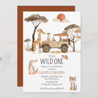 Wild One Boy 1. Geburtstag Safari Save The Date