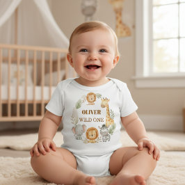 Wild One Boy 1st Birthday Safari Baby T-shirt