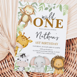 Wild One Boy Birthday Einladung