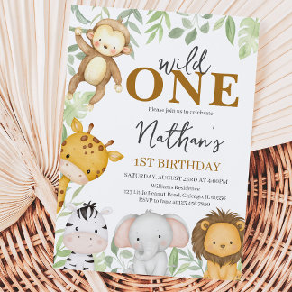 Wild One Boy Birthday Einladung