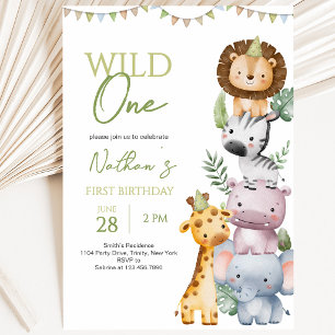 Wild One Boy Birthday Einladung