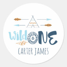 Wild One Boy First Birthday Stickers