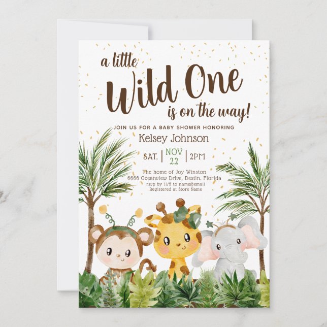 Wild One Boy Jungle Baby shower Invitation (Devant)