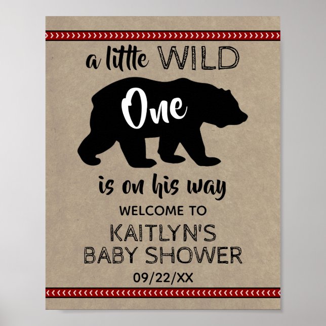 Wild One Boys Baby Dusche Willkommen Poster (Vorne)