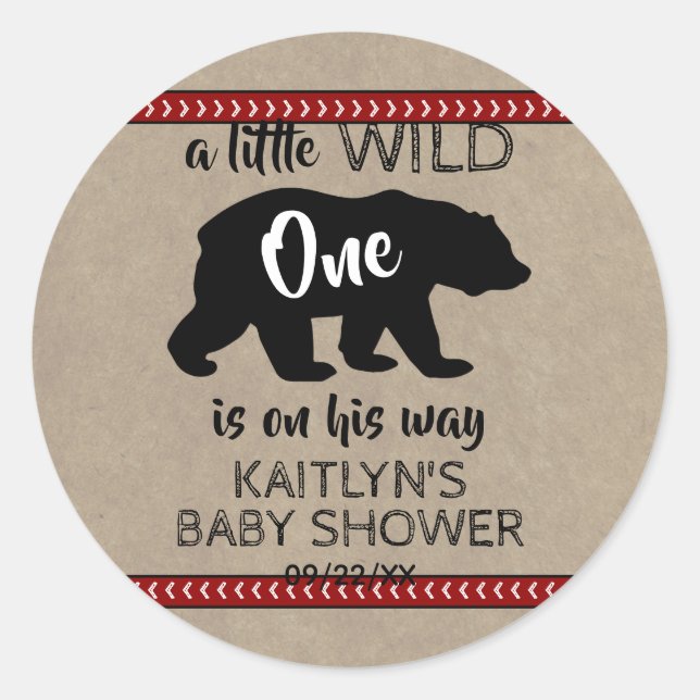 Wild One Boys Baby Shower Runder Aufkleber (Vorderseite)