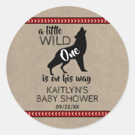 Wild One Boys Baby Shower Runder Aufkleber