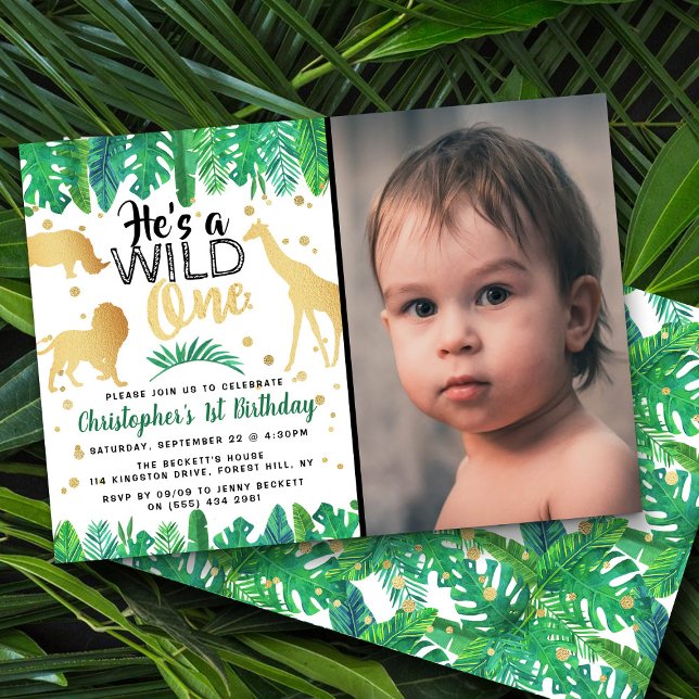 Wild One Boys Photo First Birthday Invitations (Créateur téléchargé)