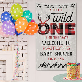 Wild One Boys Rustikale Karierte Lumberjack Babydu Banner
