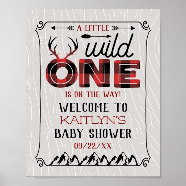 Wild One Boys Rustikale Karierte Lumberjack Babydu Poster (Vorne)