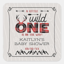 Wild One Boys Rustikale Karierte Lumberjack Babydu Quadratischer Aufkleber