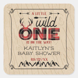 Wild One Boys Rustikale Karierte Lumberjack Babydu Quadratischer Aufkleber