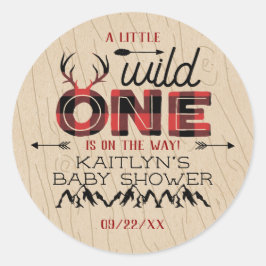 Wild One Boys Rustikale Karierte Lumberjack Babydu Runder Aufkleber