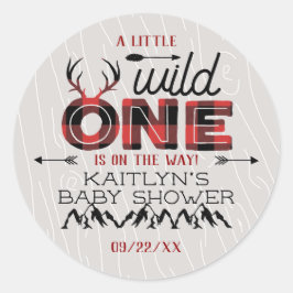 Wild One Boys Rustikale Karierte Lumberjack Babydu Runder Aufkleber