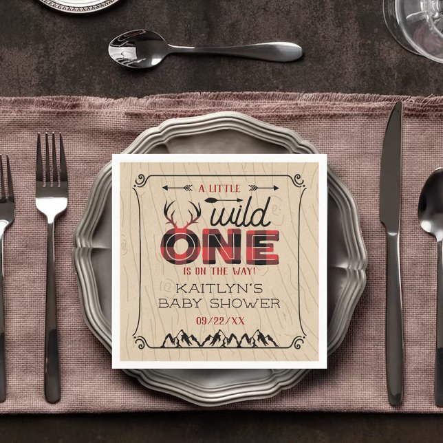 Wild One Boys Rustikale Karierte Lumberjack Babydu Serviette (Von Creator hochgeladen)