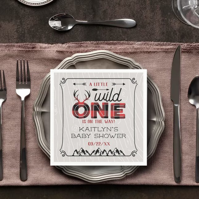 Wild One Boys Rustikale Karierte Lumberjack Babydu Serviette (Von Creator hochgeladen)