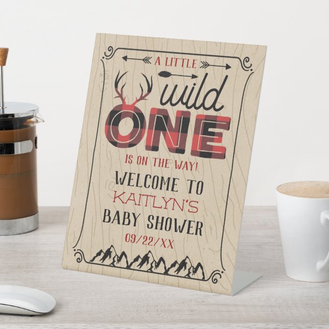 Wild One Boys Rustikale Karierte Lumberjack Babydu Sockelschild (In SItu)