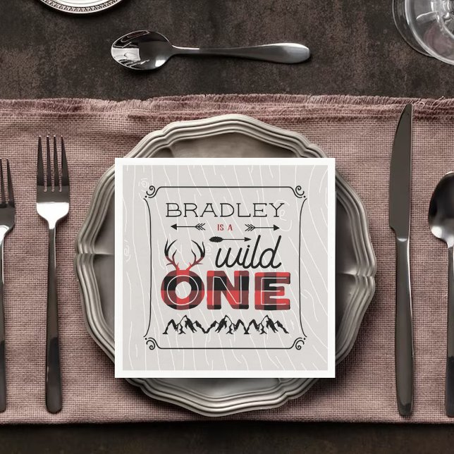 Wild One Boys Rustikaler Kariert Lumberjack 1. Geb Serviette (Von Creator hochgeladen)