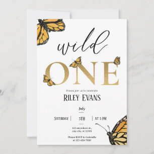 Wild One Butterfly Einladung zum ersten Geburtstag