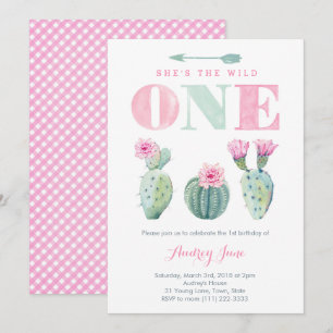 Wild One Cactus 1er anniversaire invitations pour 