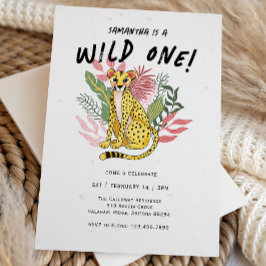Wild One Cheetah Kids Birthday Party Einladung