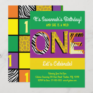Wild One Colorful Einladungen zum 1. Geburtstag