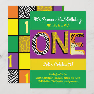 Wild One Colorful Einladungen zum 1. Geburtstag