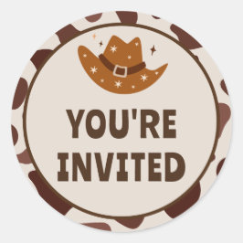 Wild One Cowboy Birthday Sie eingeladen Runder Aufkleber
