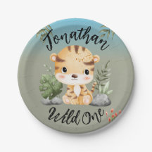 Wild One Cute Safari Animals Tiger 1st Birthday 